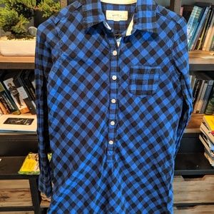 Checkered Blue Flannel Button Down